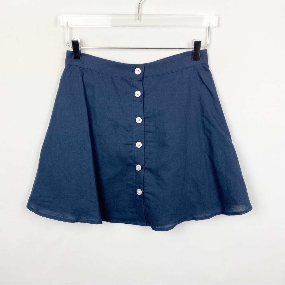 Charlie Holiday Linen Blend Harlow Mini Skirt Navy